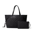 Vegan Leather Laptop Tote With Wristlet - Black
