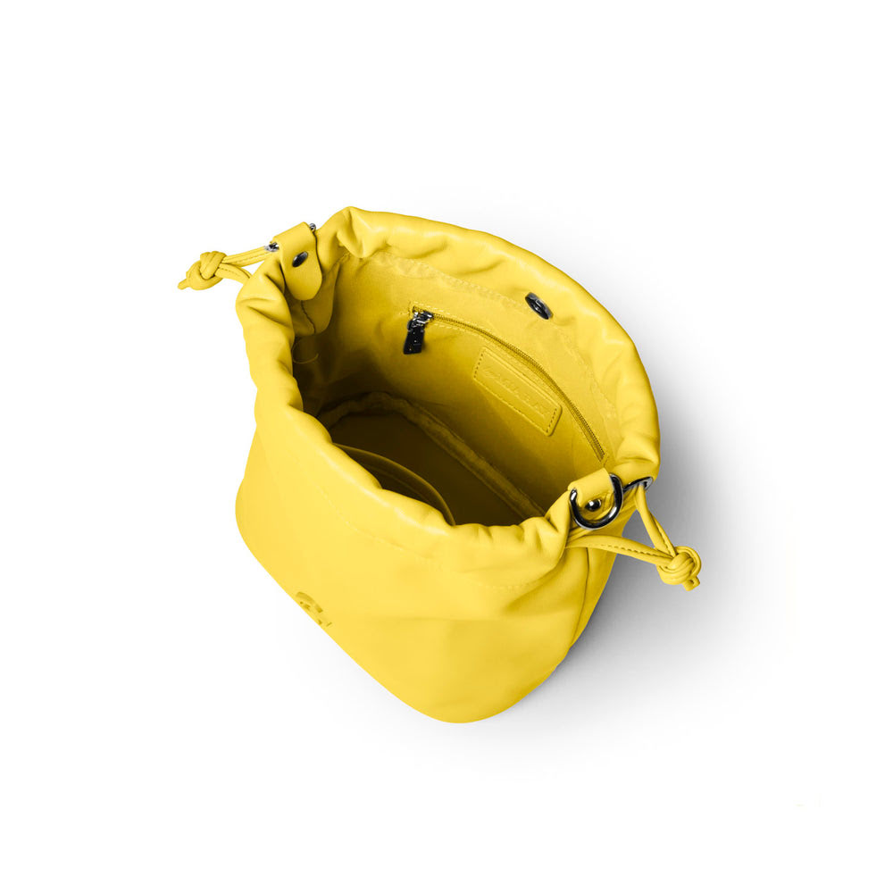 Mini Vegan Leather Bucket Bag - Yellow