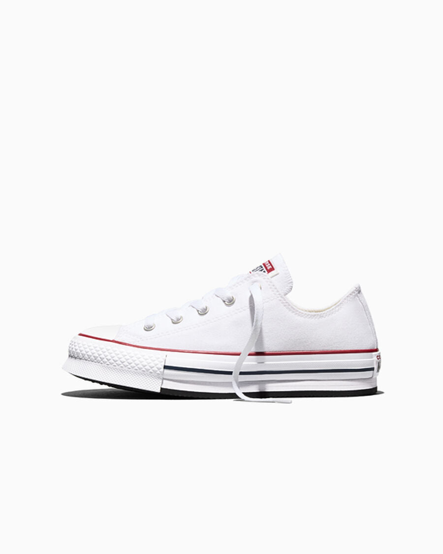 Kids Canvas Platform Low Top Sneaker - Black - White/Garnet/Navy