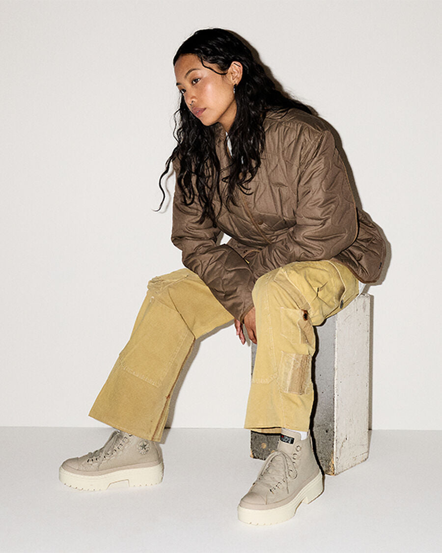 Women's Water-Resistant Leather Lug Sole Boot - Papyrus/Papyrus/Egret