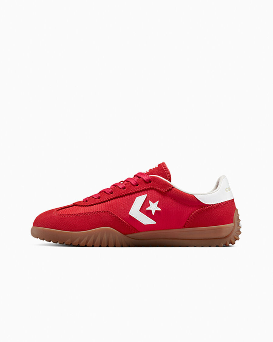Unisex Nylon And Suede Low-Top Trainer - Red/White/Honey