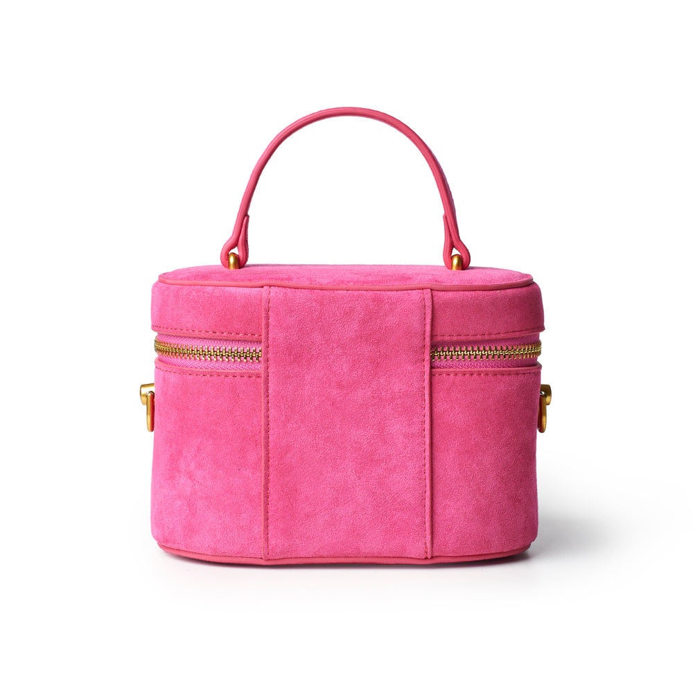 Mini Vegan Suede Top Handle Bag - Hot Pink