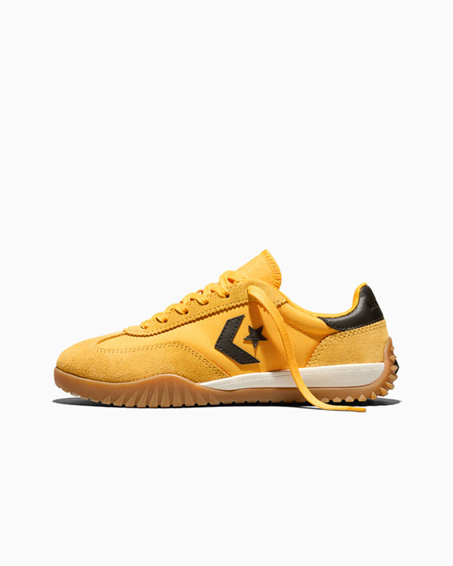 Unisex Nylon And Suede Low-Top Trainer - Gold Palm/Black/Gum