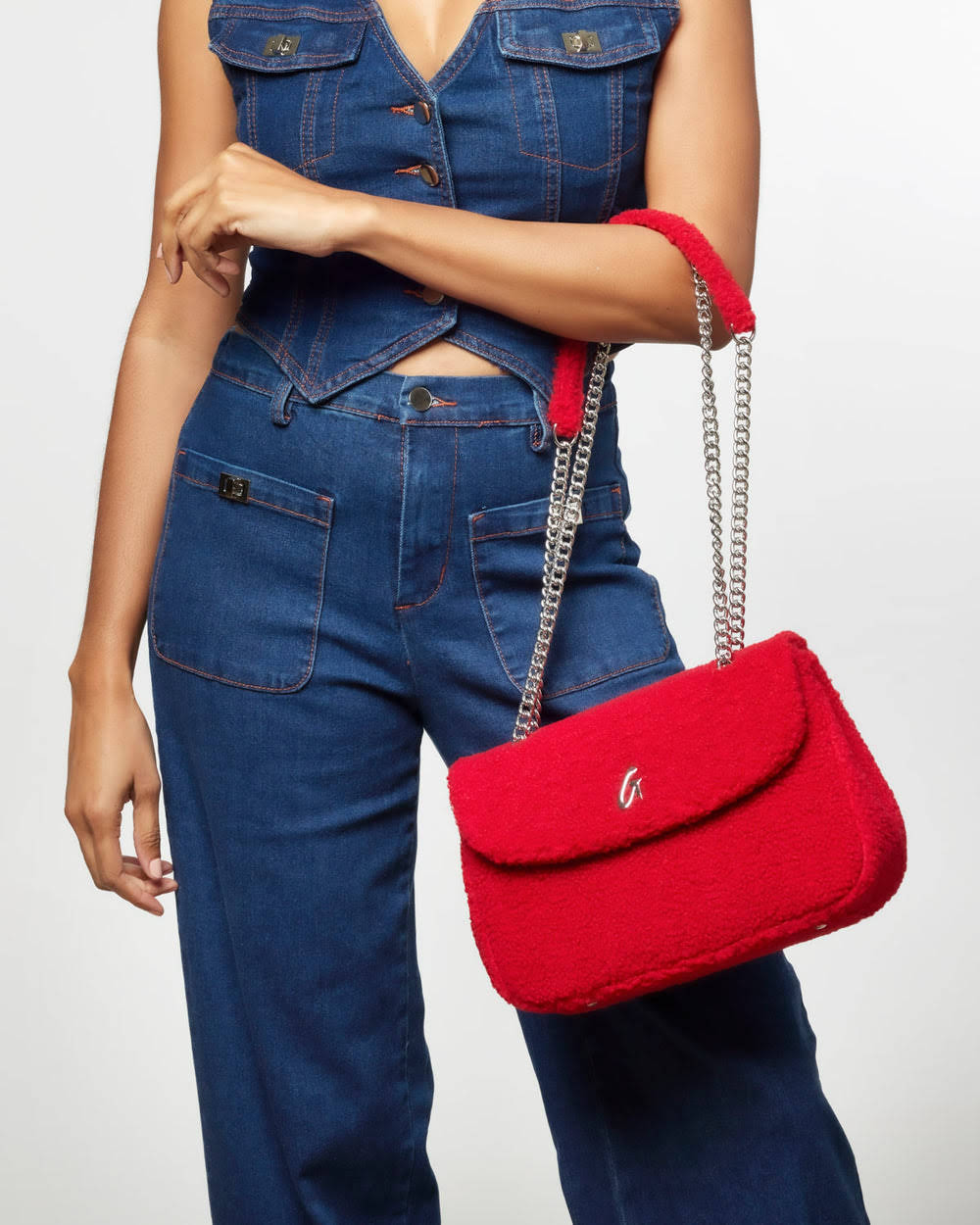 Medium Sherpa Flap Bag - Red