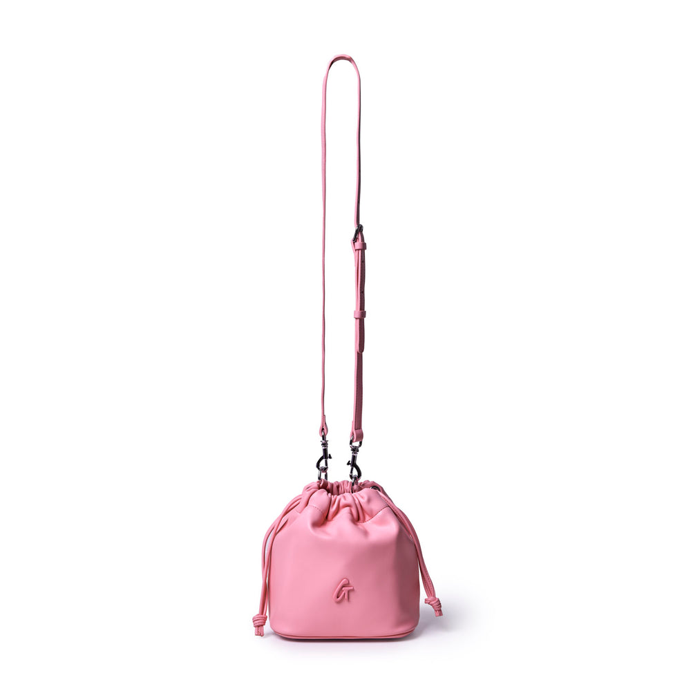 Mini Vegan Leather Bucket Bag - Soft Pink