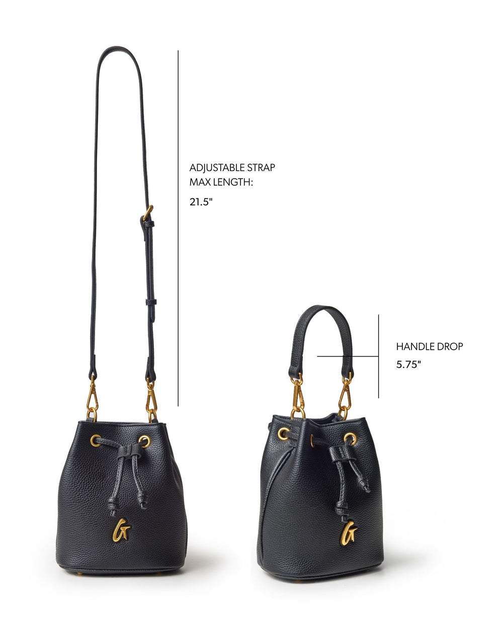 Mini Vegan Leather Bucket Bag - Black