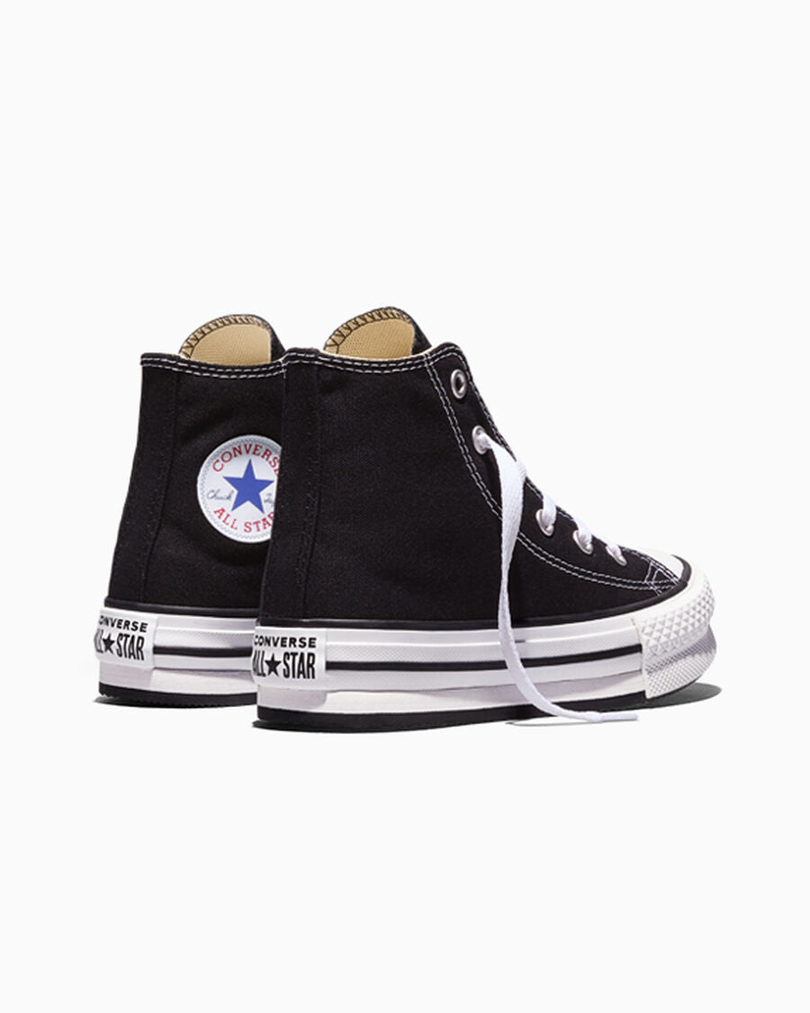Kids Canvas Platform High Top Sneaker - Black - Black/White/Black