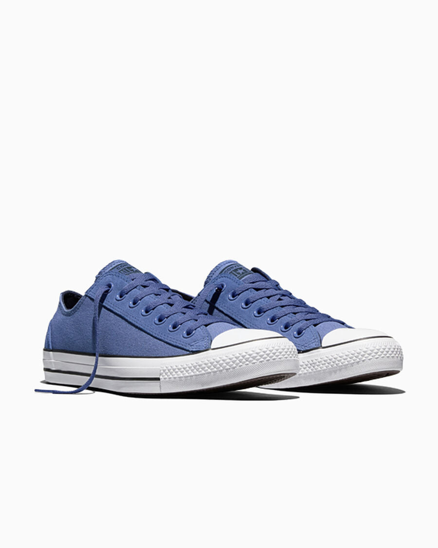 Canvas and Suede Low Top Sneaker - Blue - Indigo Storm/Obsidian Blue/White