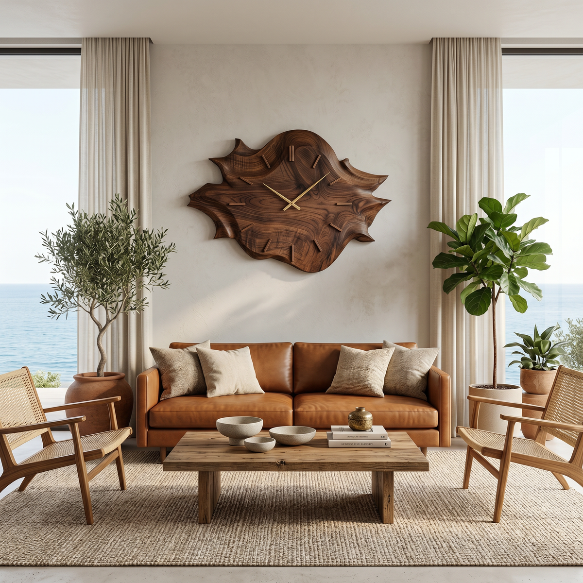 Artistic Wooden Wall Clock, Modern Abstract Carved Wood Clock - view 7