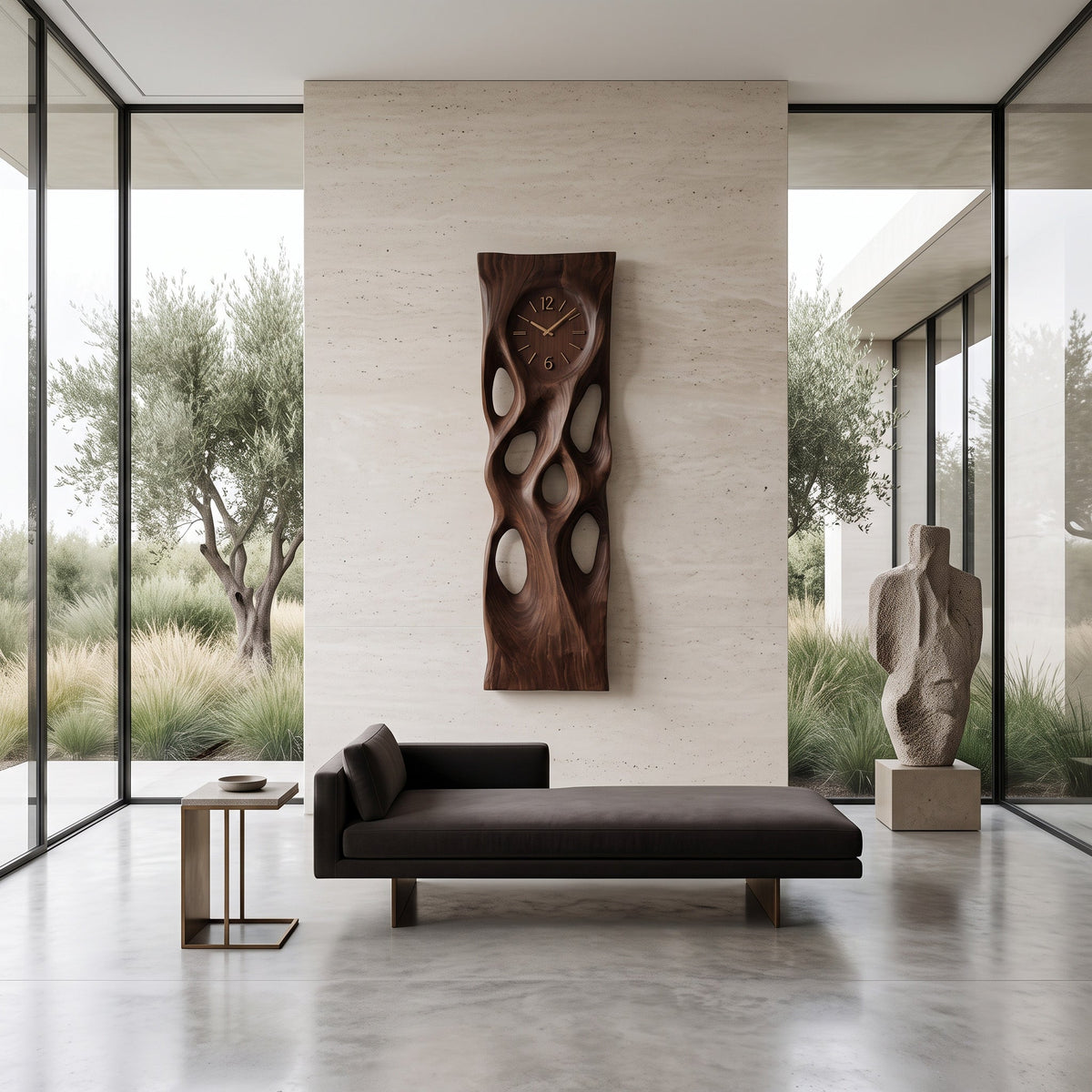 Modern Wooden Wall Clock Vertical Design for Living Room - view 6