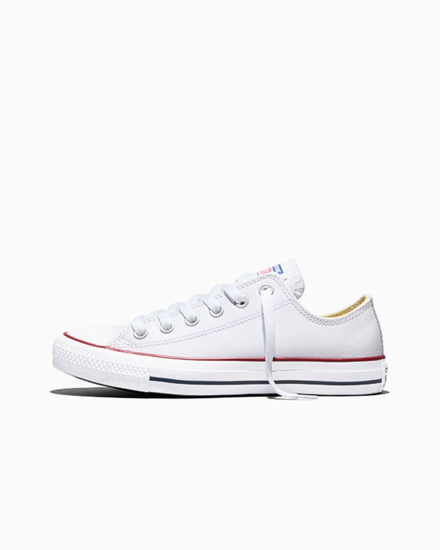 Leather Low Top Sneaker - Black - White