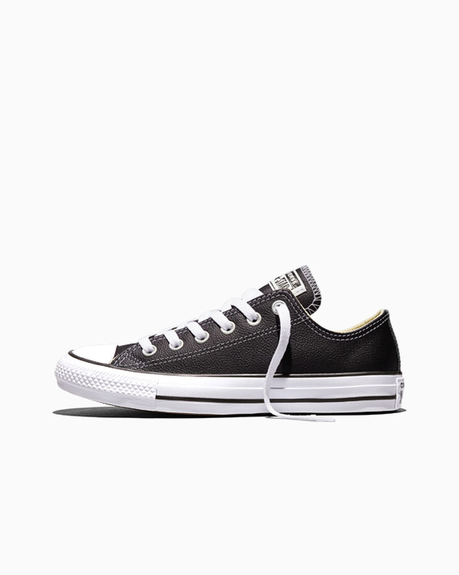 Leather Low Top Sneaker - Black - Black