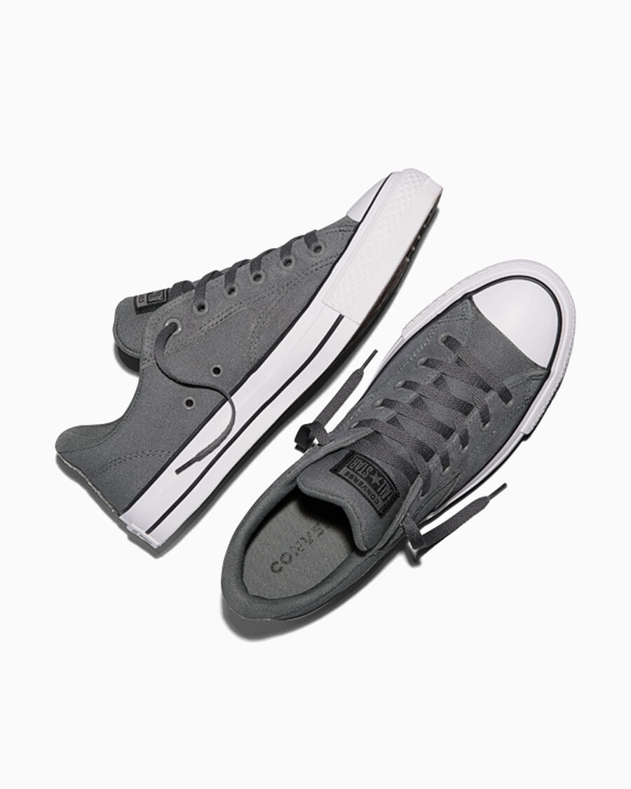 Canvas And Suede Padded Low Top Sneaker - Darker Grey/Black/White