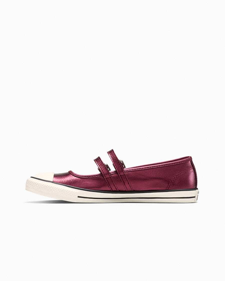 Metallic Canvas Mary Jane Low Top Shoe - Burgundy Metallic/Egret/Black