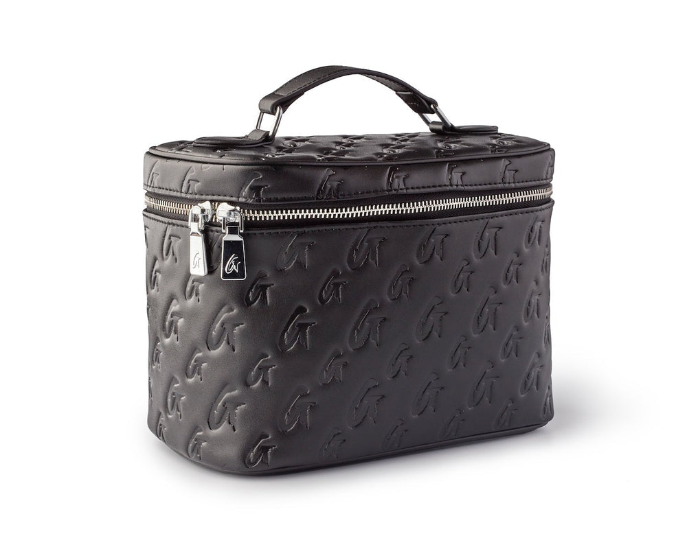 Large Vegan Leather Toiletry Bag - Black Pink
