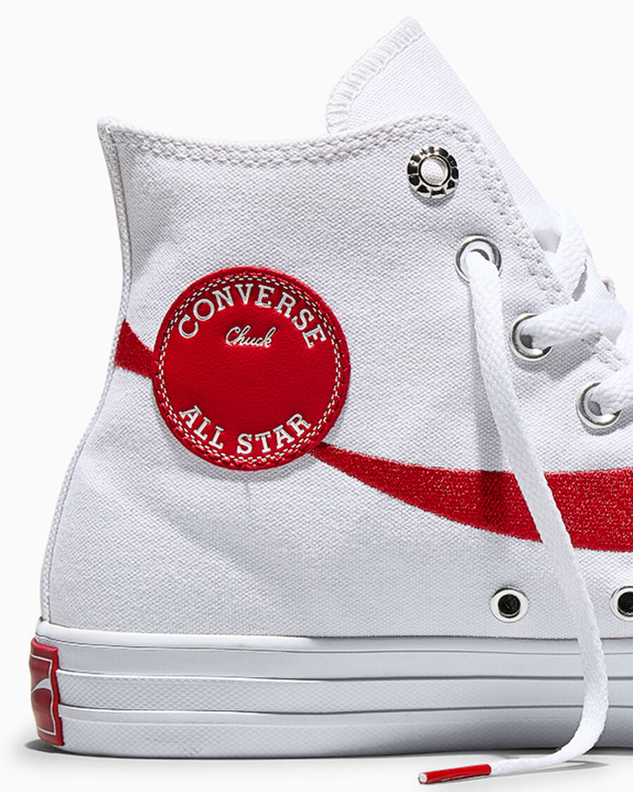 Canvas High Top Sneaker - White Red - White/Racing Red/White