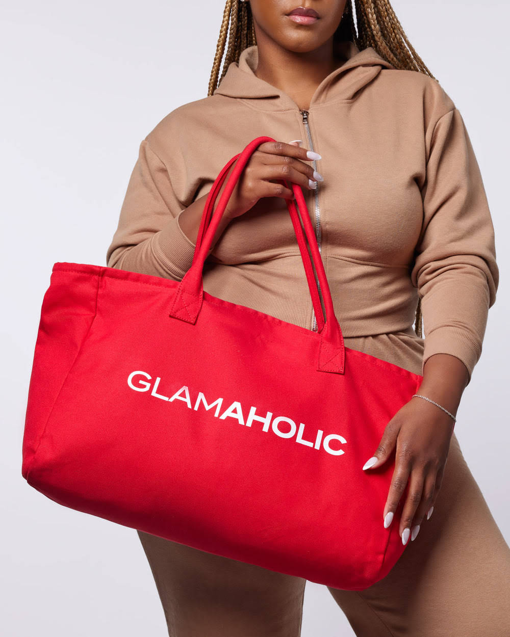 Cotton Canvas Zip Tote - Red