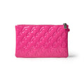 Mirrored Vegan Leather Zip Wristlet - Hot Pink