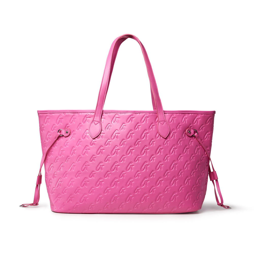 Vegan Leather Laptop Tote With Wristlet - Hot Pink