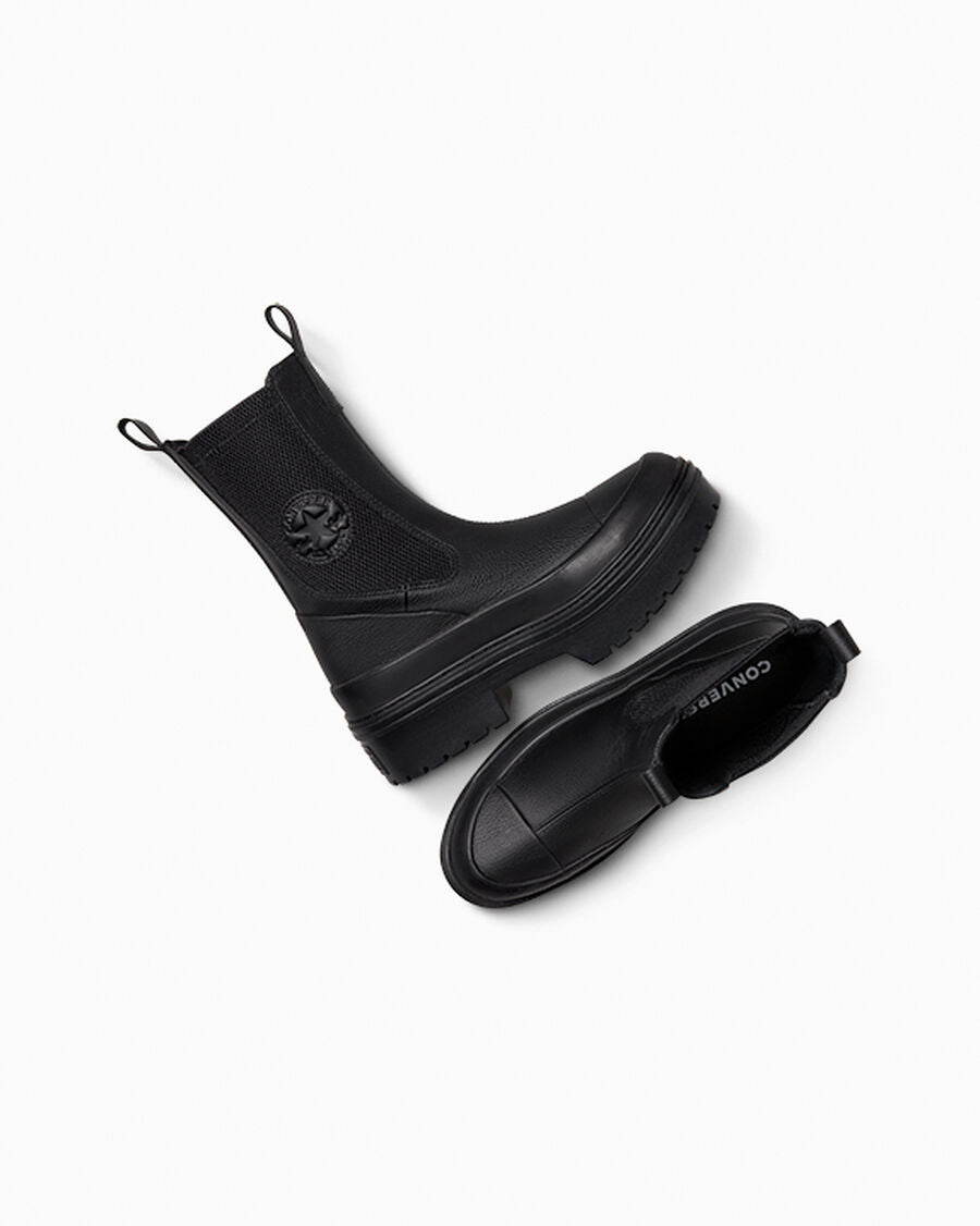Women's Leather Lug Sole Chelsea Boot - Black - Black/Black/Black