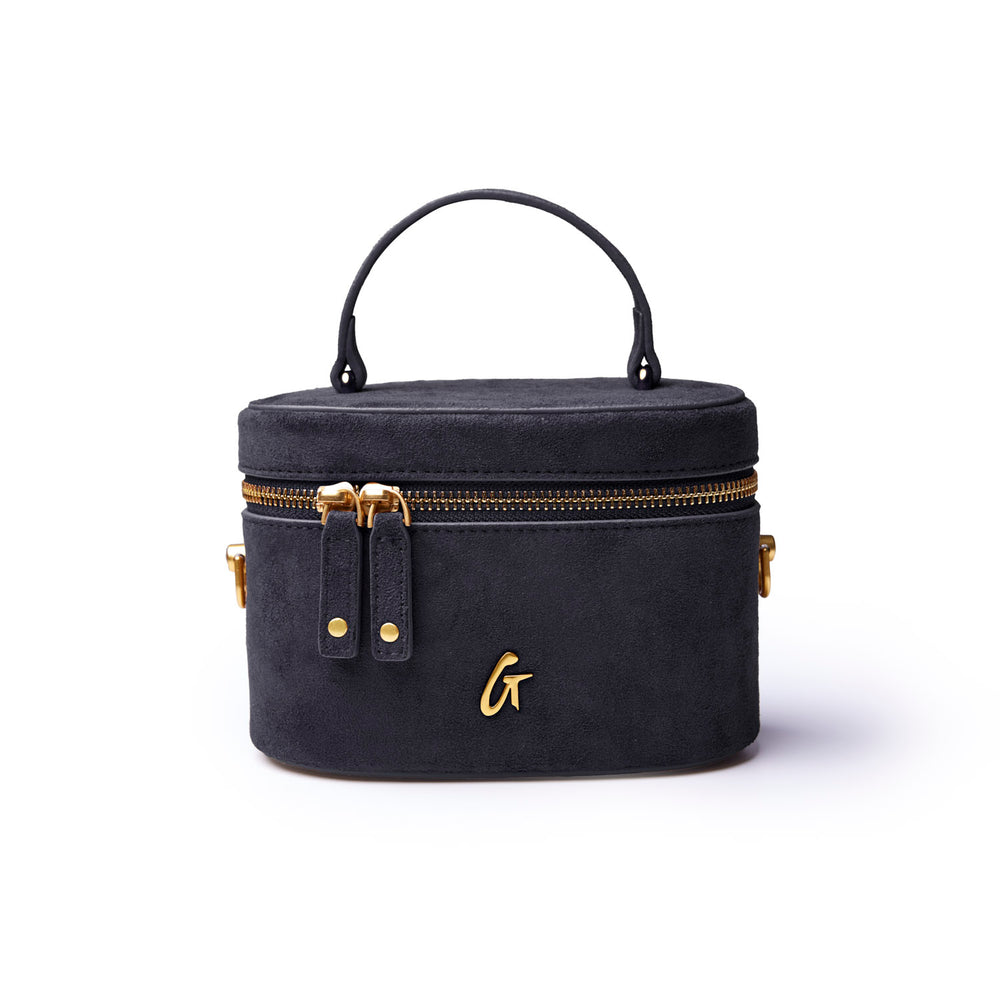 Mini Vegan Suede Top Handle Bag - Black