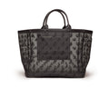 Mesh Tote Bag With Vegan Leather Trim - Black
