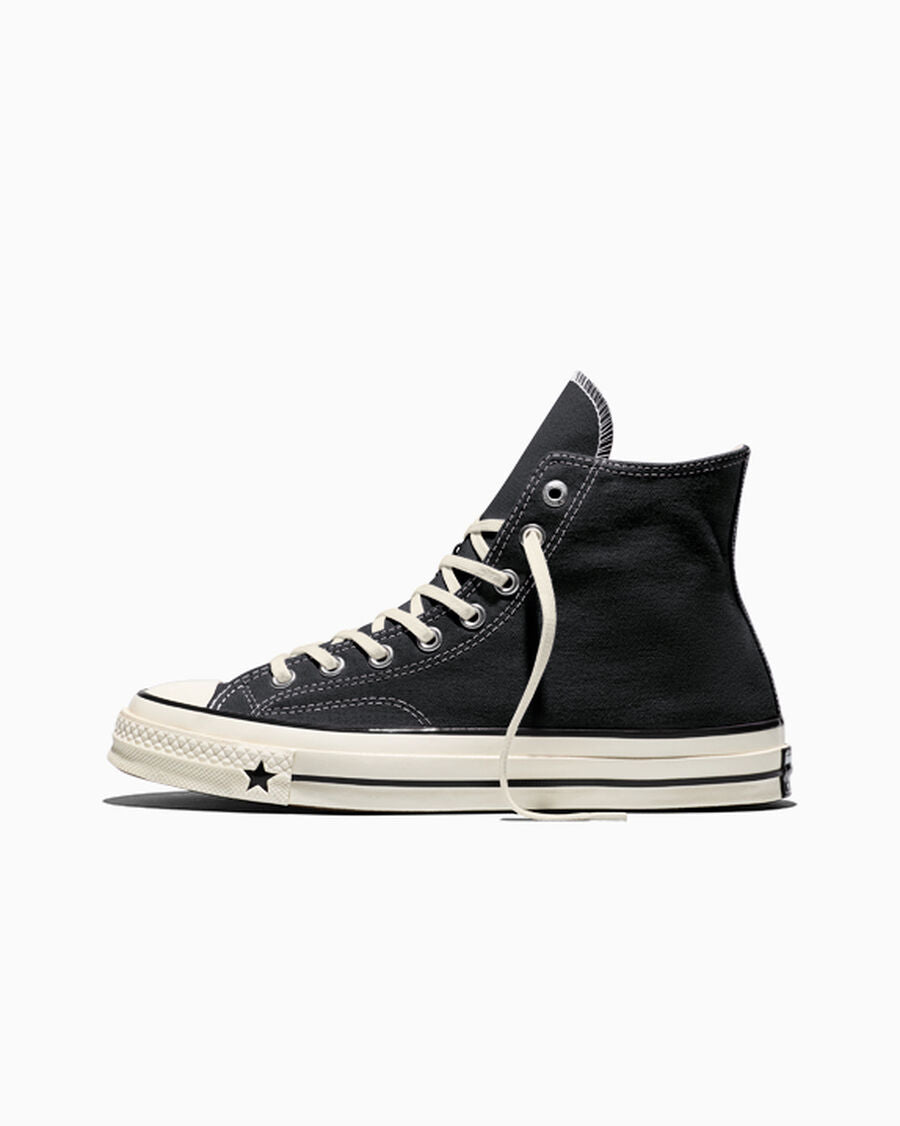 Unisex Heavyweight Canvas High-Top Sneaker - Black/Black/Egret