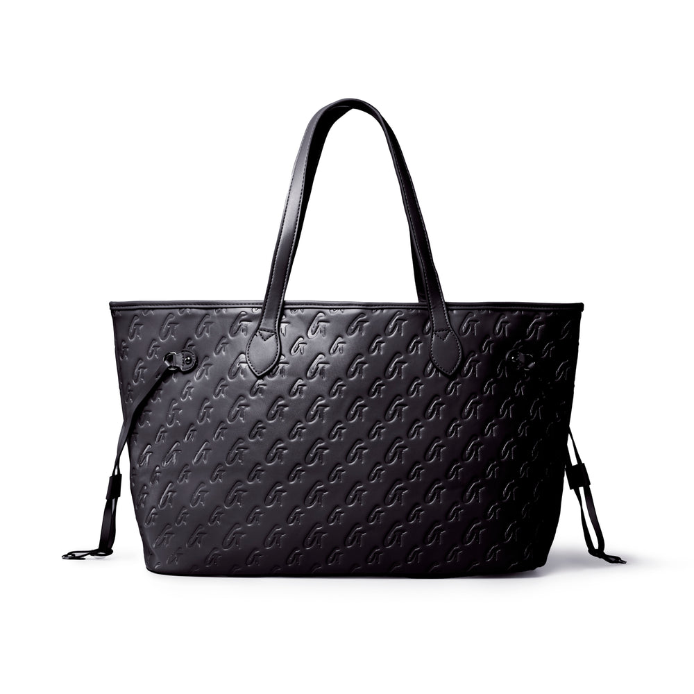 Vegan Leather Laptop Tote - Black Pink
