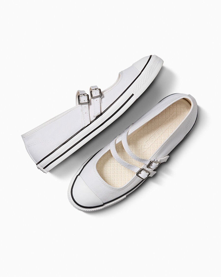 Canvas Mary Jane Low Top Shoe - White - White/Egret/White