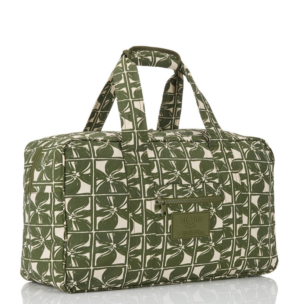 Ripstop Nylon Weekender Duffel - Floral Grid