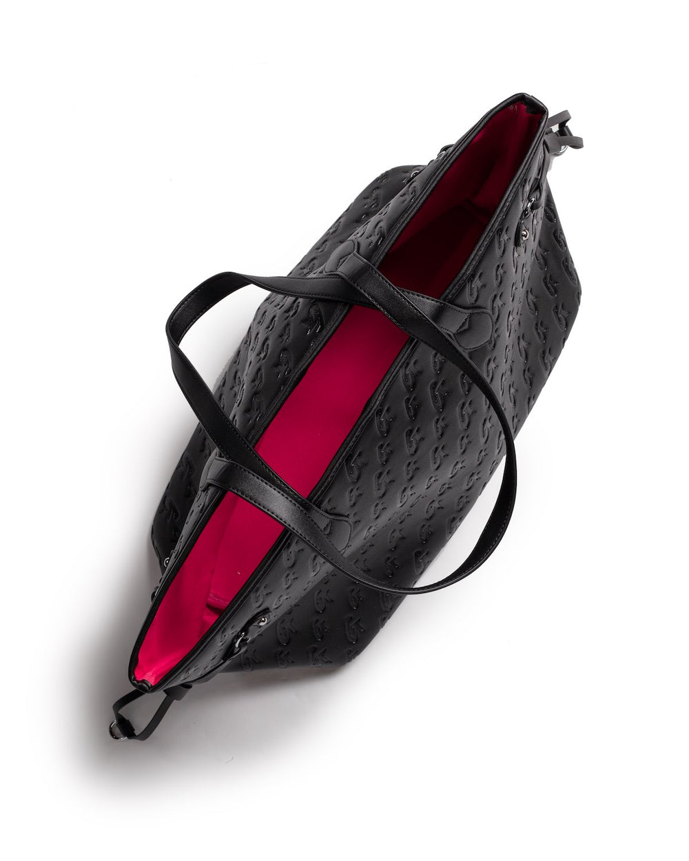 Vegan Leather Laptop Tote - Black Pink