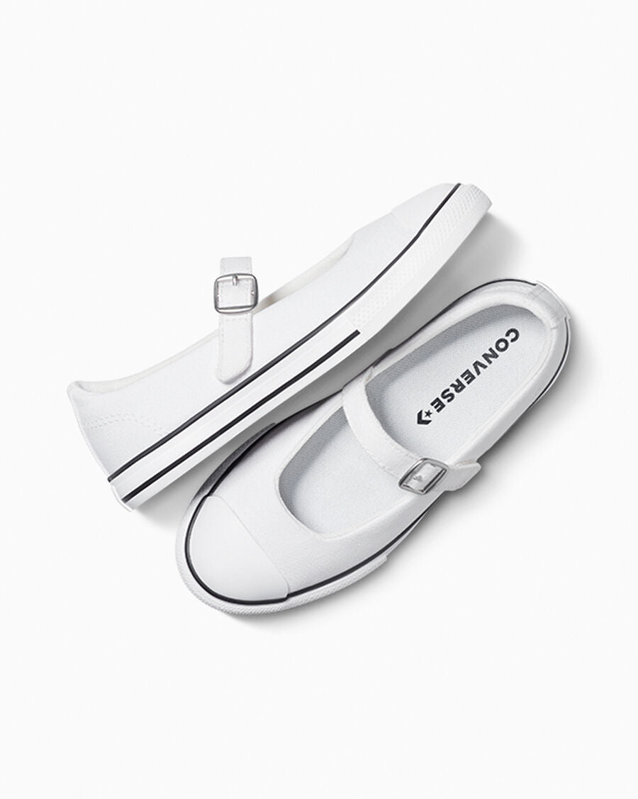 Canvas Mary Jane Sneaker - White/Black/White