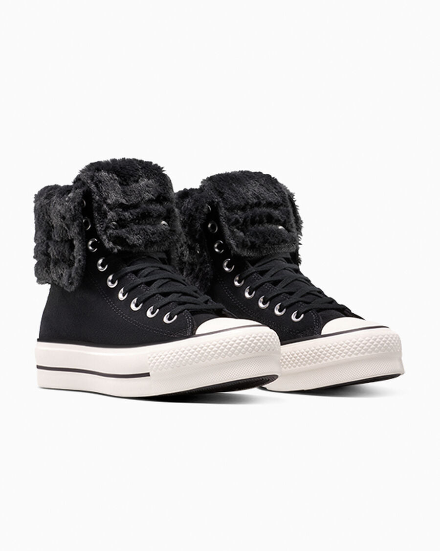 Women's Platform Suede Fold-Over High-Top