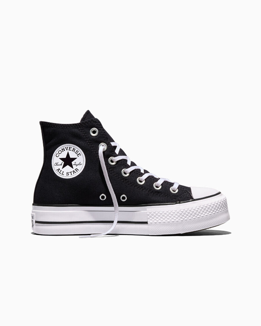 Canvas Platform High-Top Sneaker - Black/White/White
