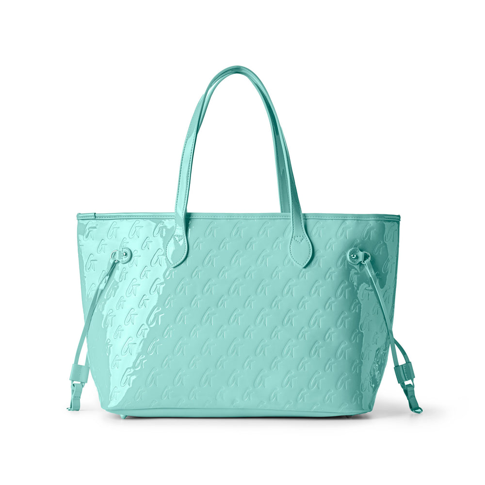 Vegan Leather Laptop Tote With Wristlet - Teal