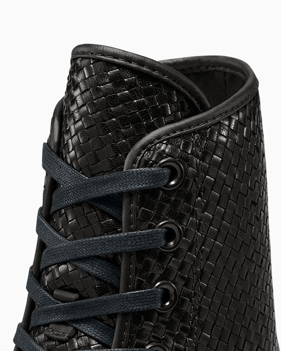 Women's Woven Leather Pointed Heel - Black - Black/Egret/Black