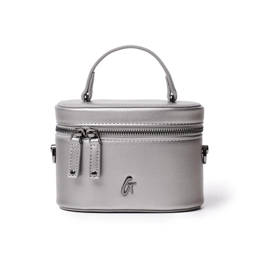 Mini Smooth Vegan Leather Top Handle Bag - Platinum