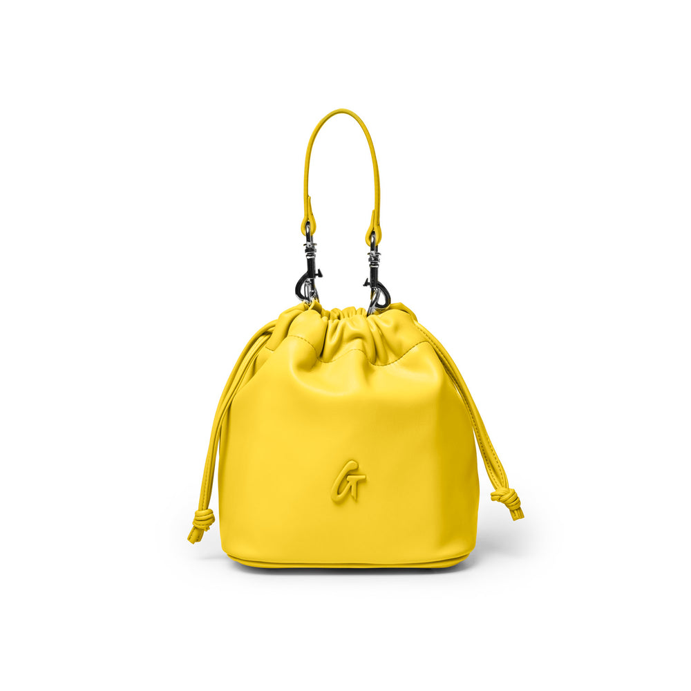 Mini Vegan Leather Bucket Bag - Yellow