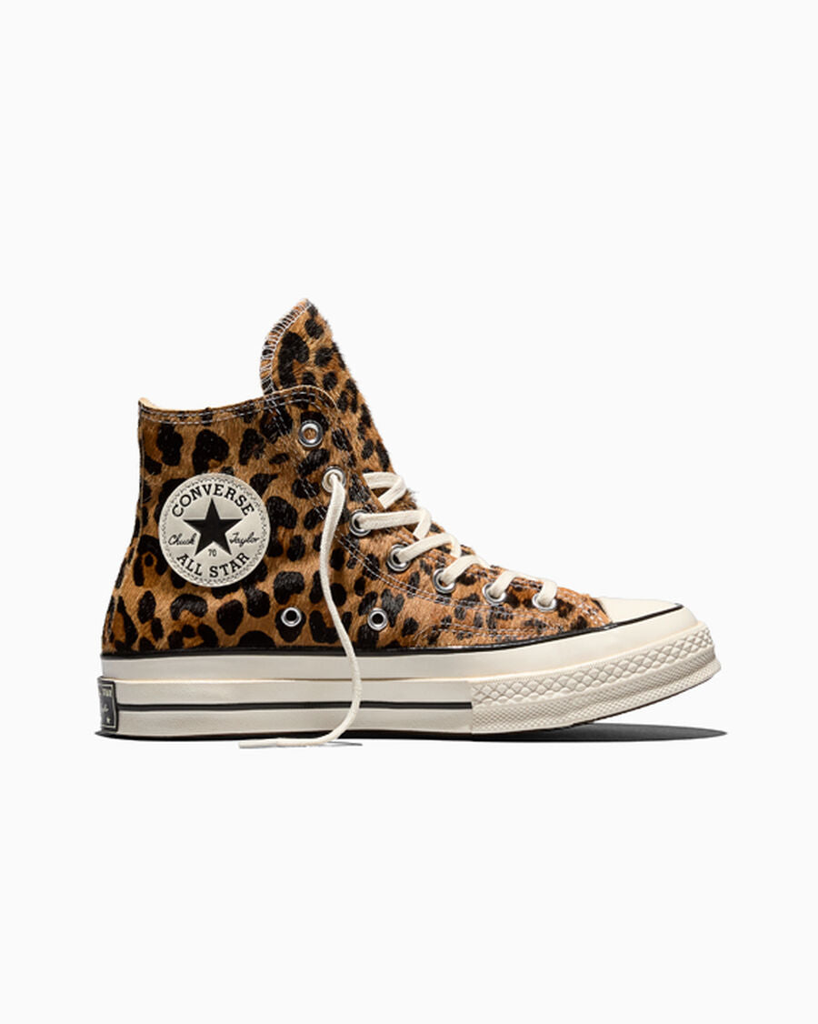 Leopard Print Pony Hair High Top Sneaker