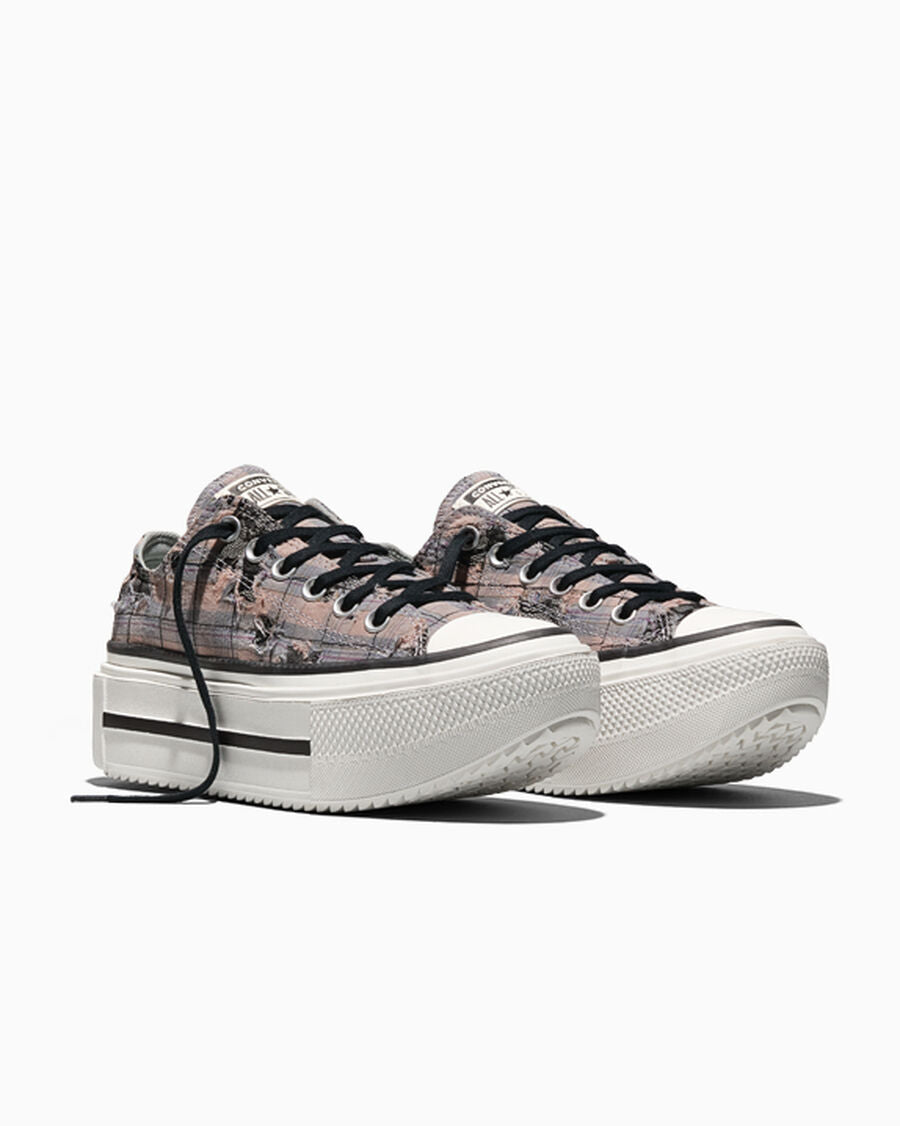 Plaid Lace Platform Low Top Sneaker