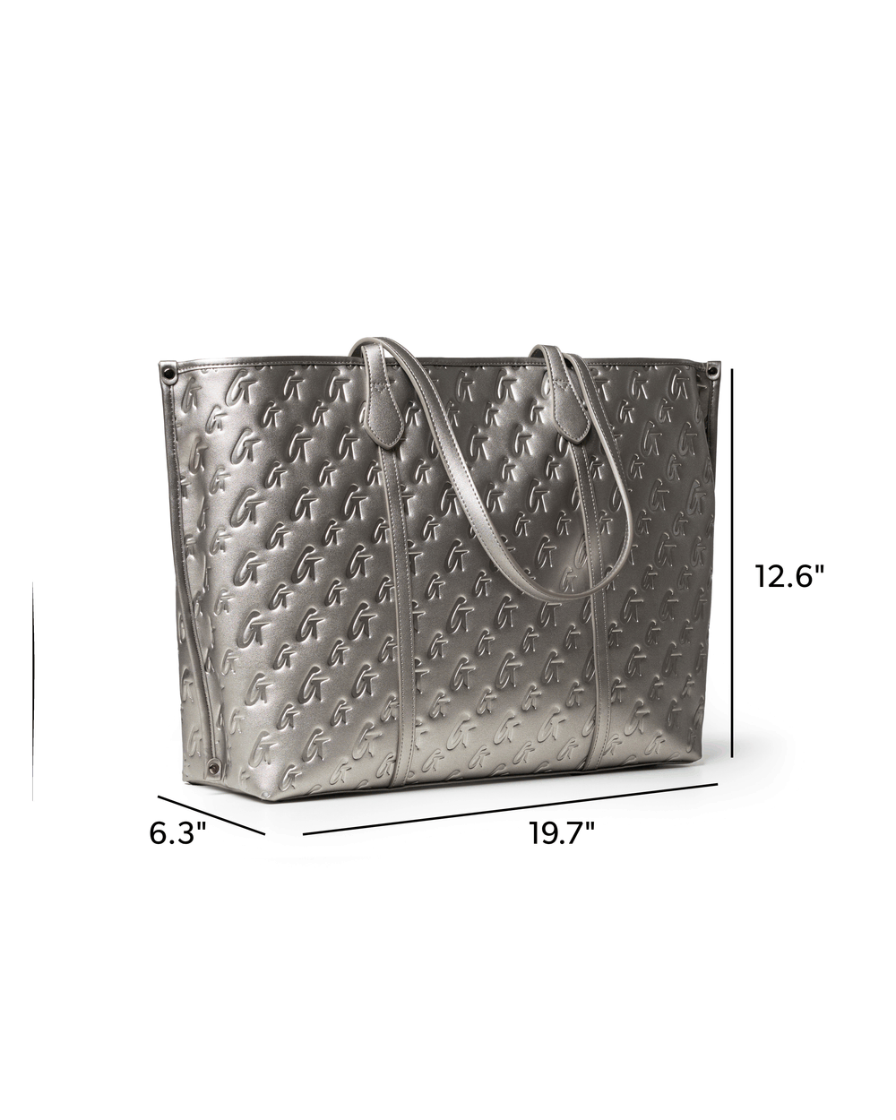 Extra Large Vegan Leather Tote - Platinum