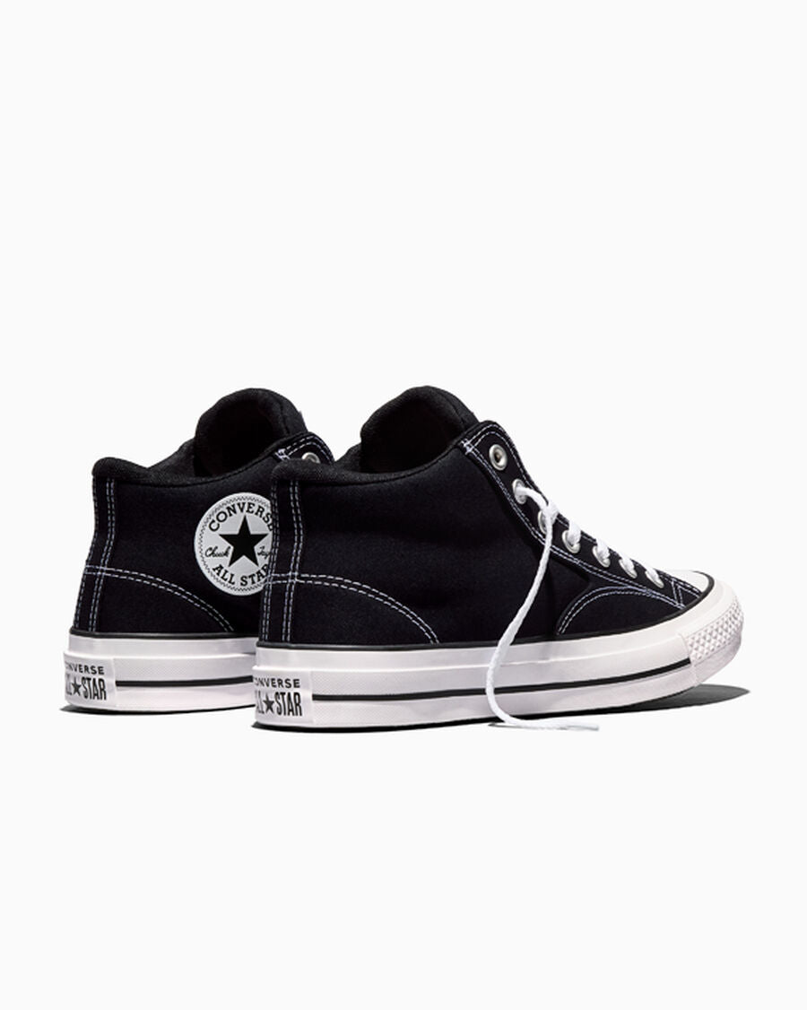 Canvas Mid-Top Sneaker - Black/White/Black