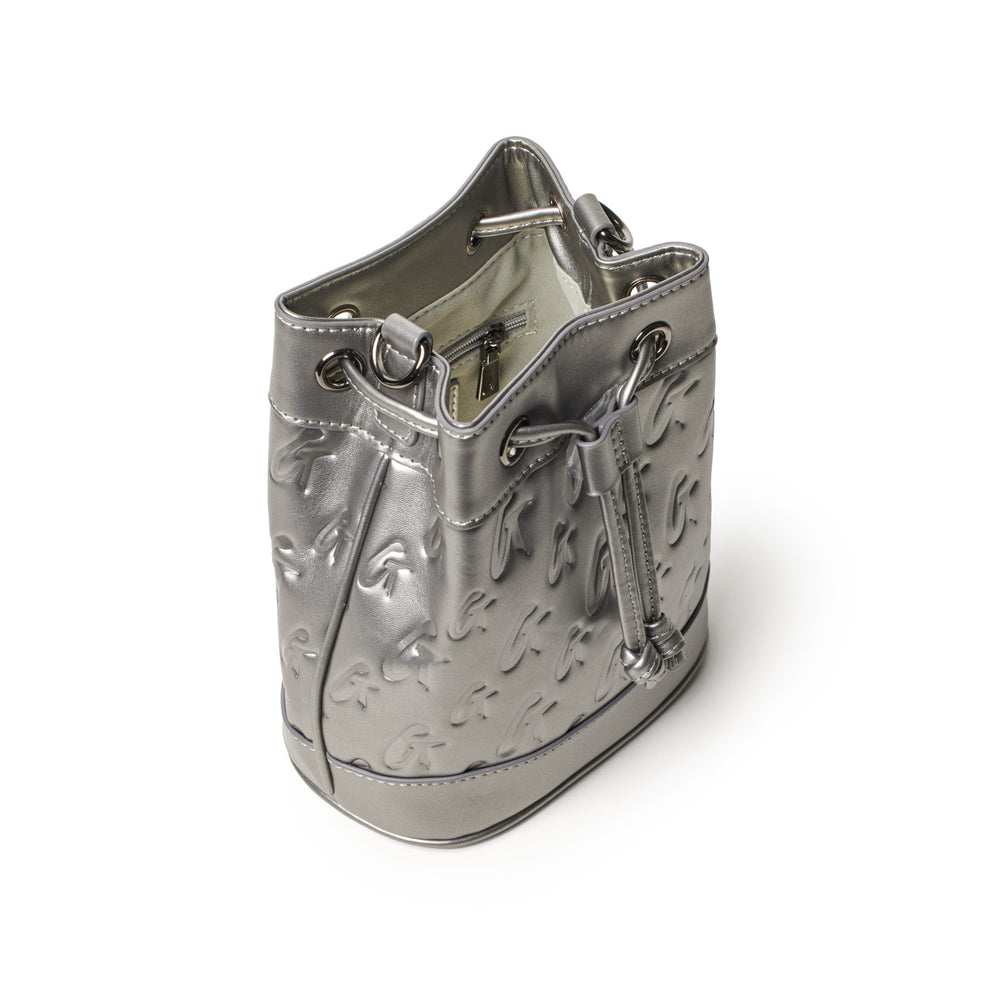 Mini Vegan Leather Bucket Bag - Platinum
