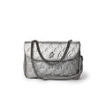 Medium Vegan Leather Flap Crossbody Bag - Platinum
