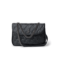 Medium Vegan Leather Flap Shoulder Bag - Black