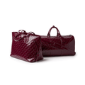 Reflective Vegan Leather Travel Bag Set - Burgundy