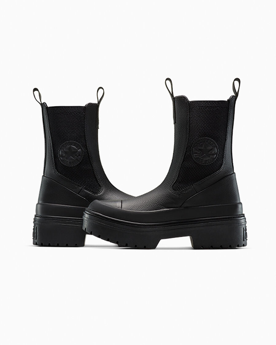 Women's Leather Lug Sole Chelsea Boot - Black - Black/Black/Black
