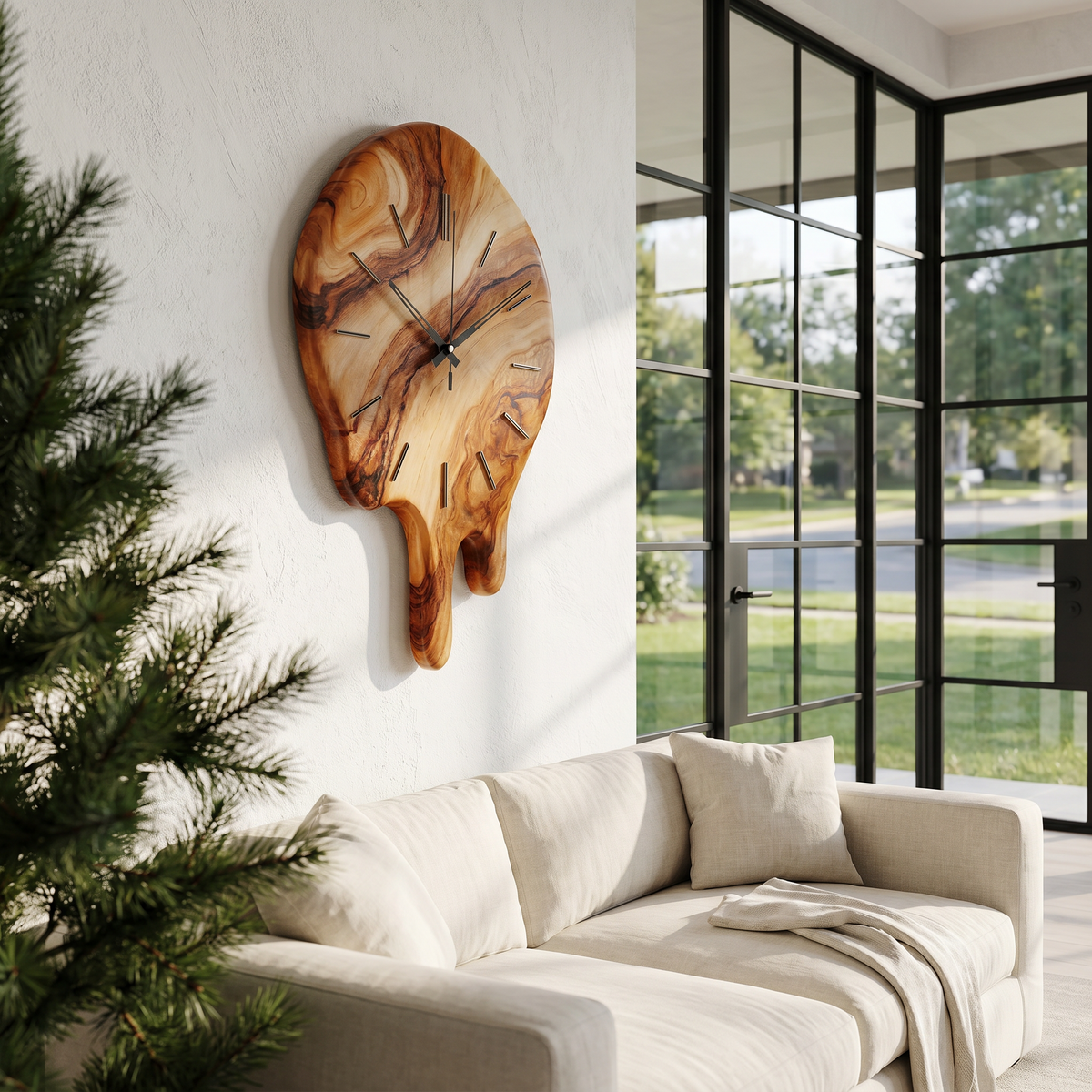 Handcrafted Wood Wall Clock with Live Edge Tree Slice Design for Living Room - view 6
