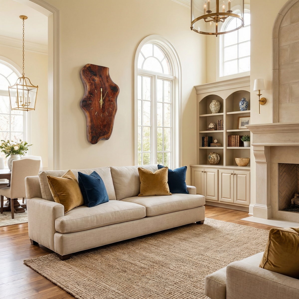 Natural Clock Wood Wall Solid Wood Living Room - view 2