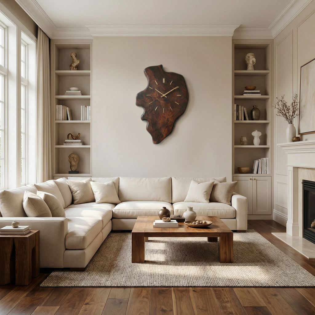 Handcrafted Live Edge Wood Wall Clock Living Room Wall - view 2
